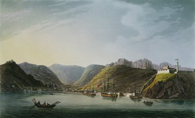 Vista del lato ovest della baia di Porto Ferraio, Elba, inciso da Francis Jukes, pubblicato da J. Daniell, aprile 1814 da Captain James Weir